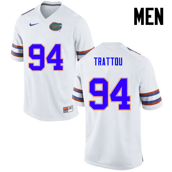 Men Florida Gators #94 Justin Trattou College Football Jerseys-White